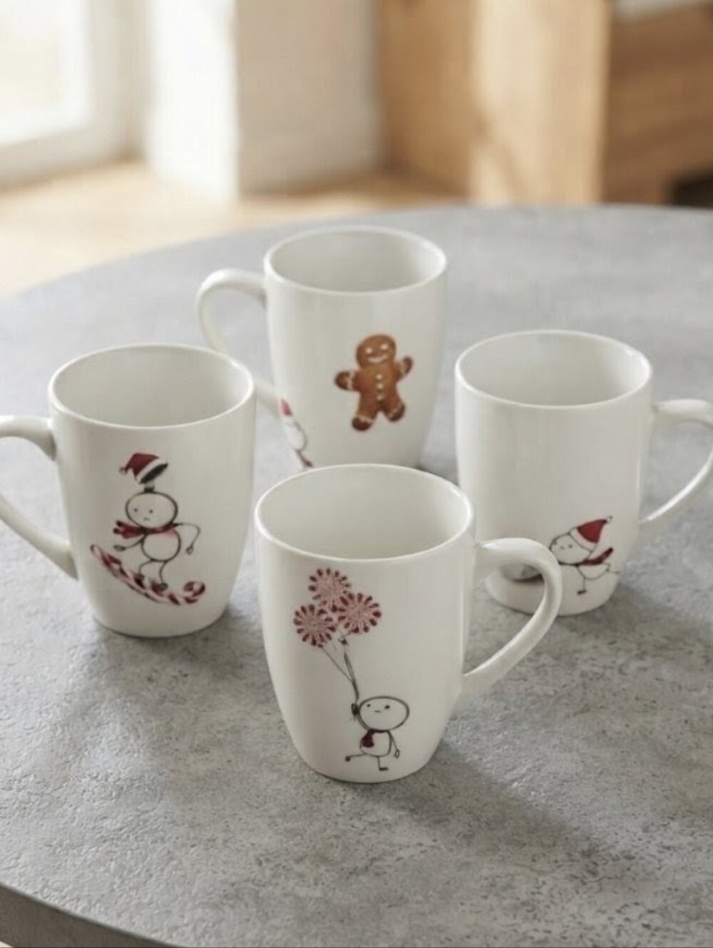 NEW Simon Decal Holiday Christmas Mugs - (Set of 4)